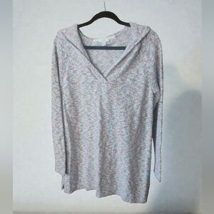 J. Jill Women's Marbled Hooded Pullover Cotton Blend SZ M